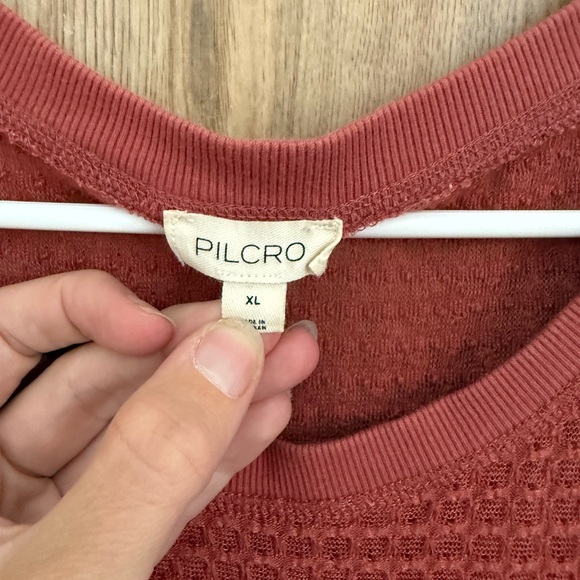 Pilcro Anthropologie Short Sleeve Grid Textured Tee Shirt SZ XL - Picture 2 of 5